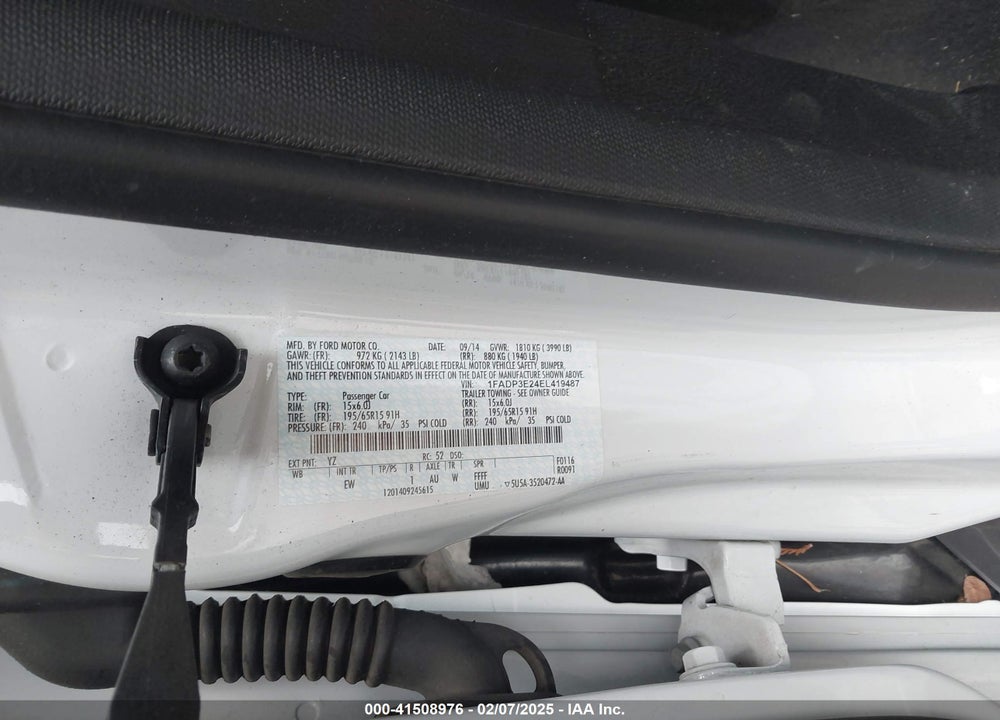 2014 FORD FOCUS VIN: 1FADP3E24EL419487