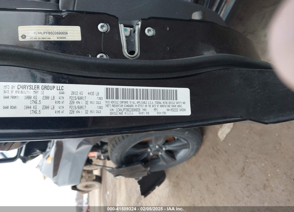 2012 JEEP PATRIOT LATITUDE VIN: 1C4NJPFB6CD690659