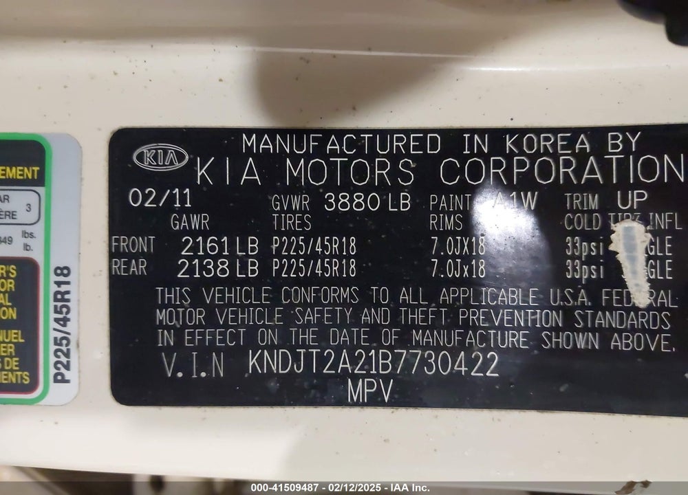 2011 KIA SOUL VIN: KNDJT2A21B7730422