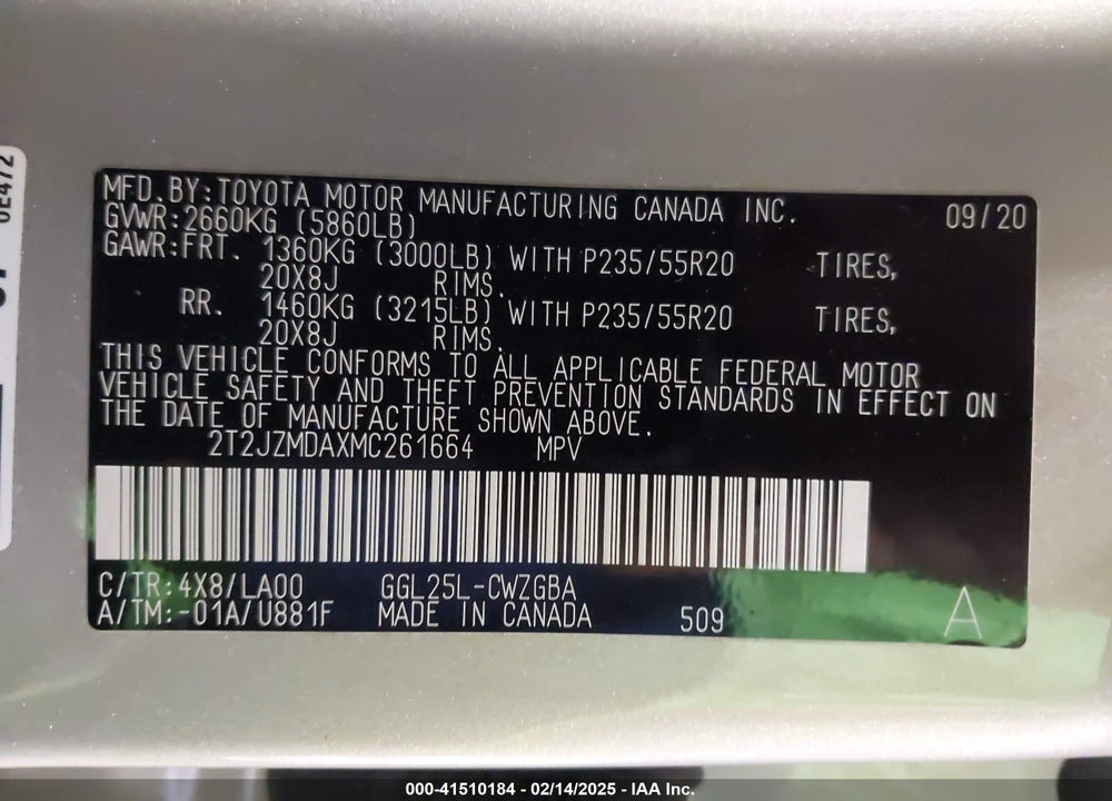 2021 LEXUS RX 350 VIN: 2T2JZMDAXMC261664