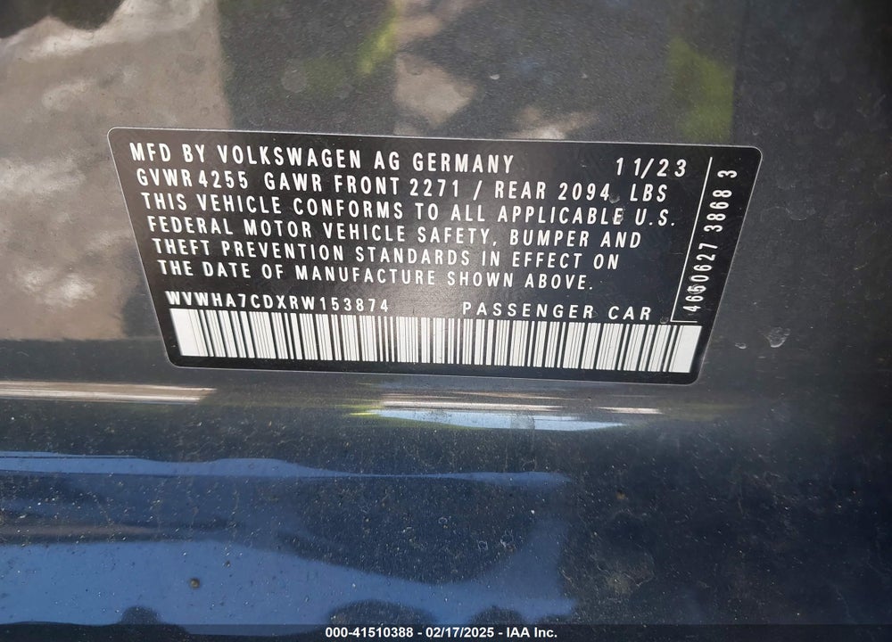 2024 VOLKSWAGEN GOLF GTI VIN: WVWHA7CDXRW153874