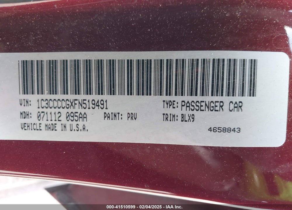 2015 CHRYSLER 200 VIN: 1C3CCCCGXFN519491
