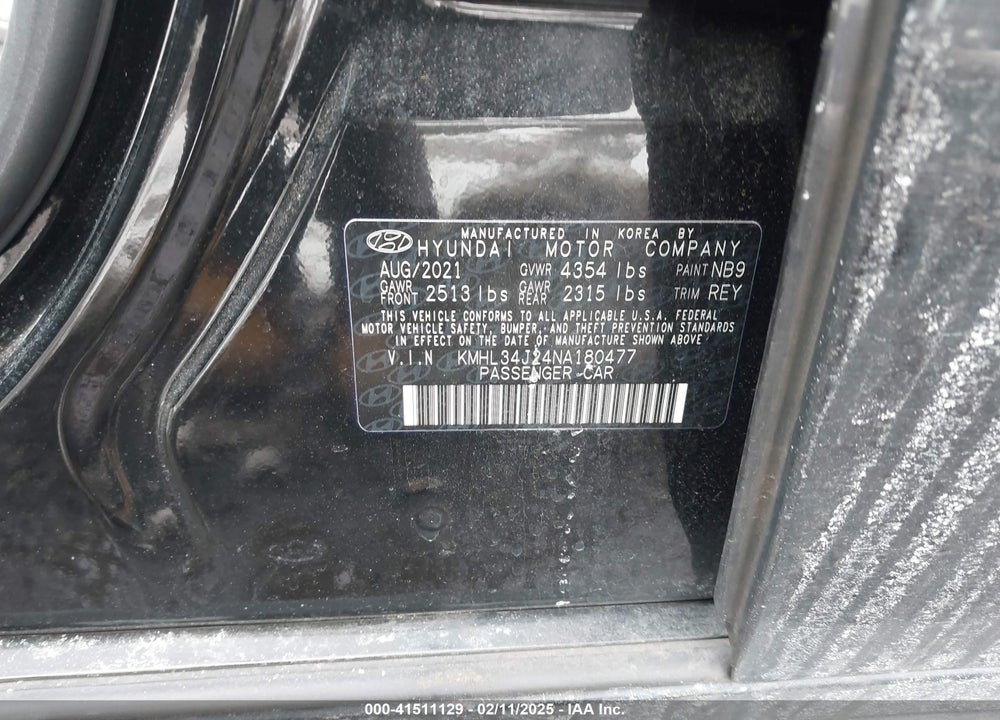2022 HYUNDAI SONATA VIN: KMHL34J24NA180477