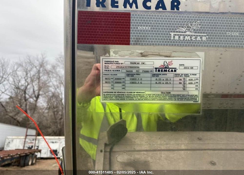 2015 TREMCAR TRAILER VIN: 2TLXL4327FB000096