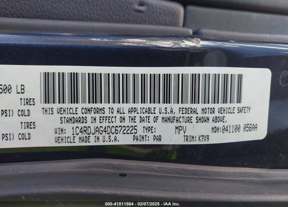 2013 DODGE DURANGO SXT VIN: 1C4RDJAG4DC672225