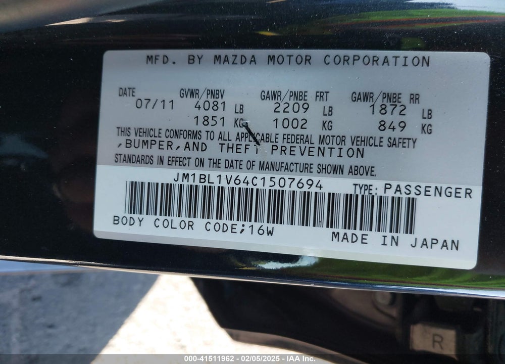 2012 MAZDA 3 S TOURING VIN: JM1BL1V64C1507694