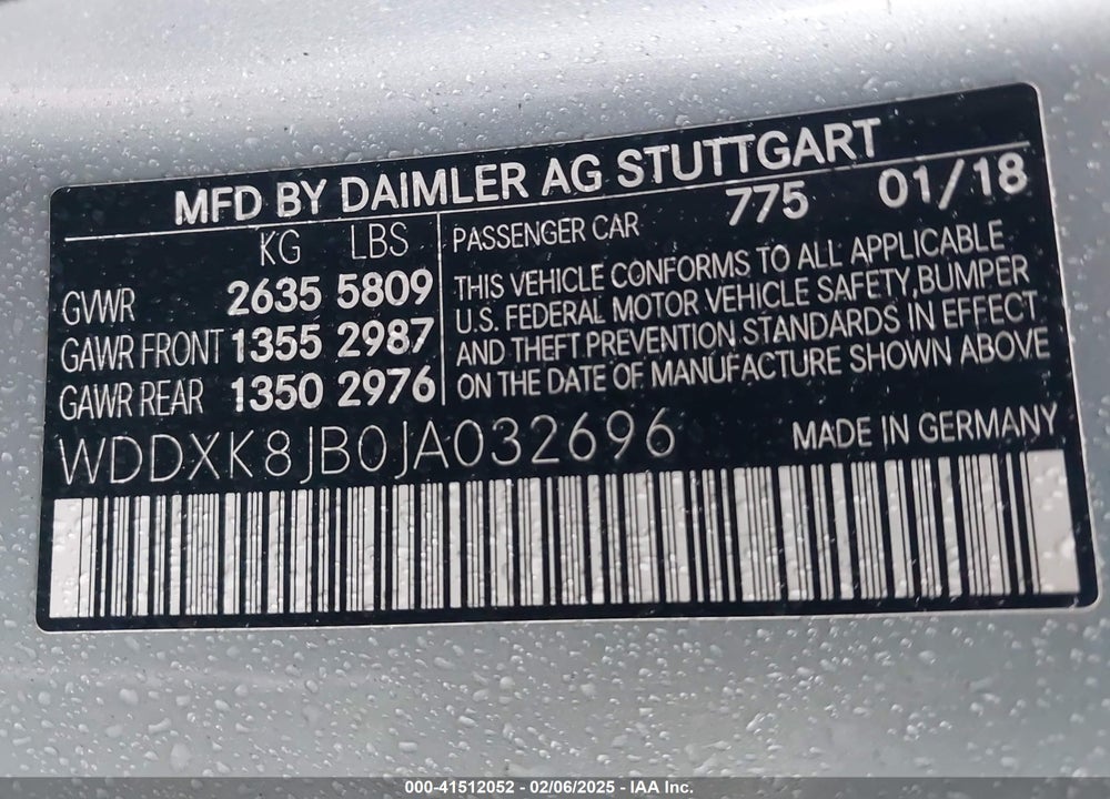 2018 MERCEDES-BENZ AMG S 63 VIN: WDDXK8JB0JA032696
