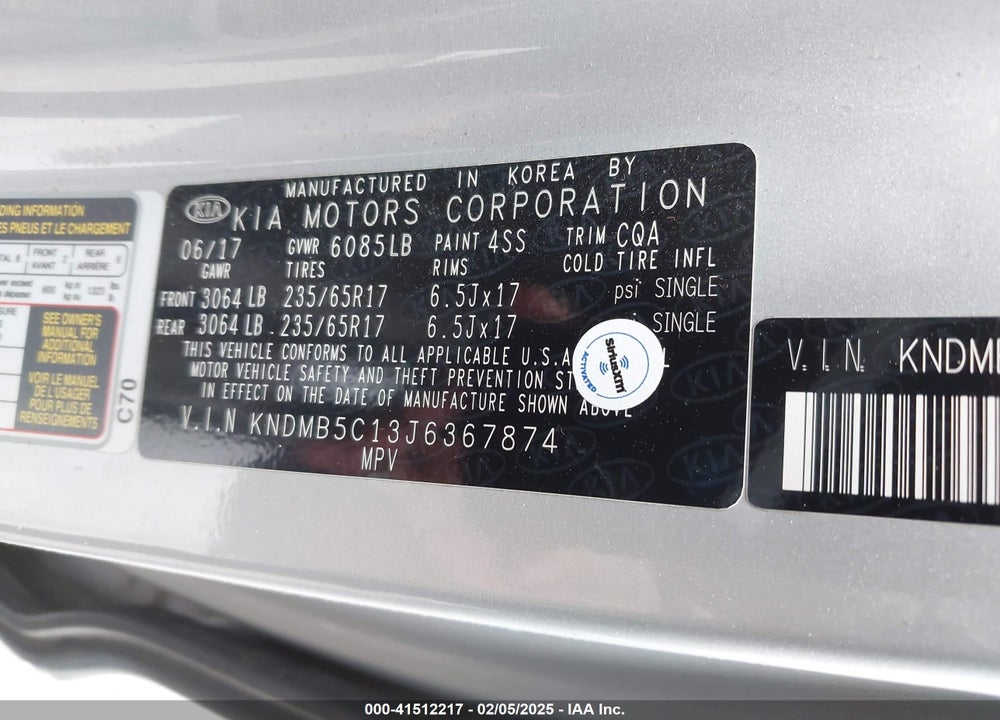 2018 KIA SEDONA LX VIN: KNDMB5C13J6367874