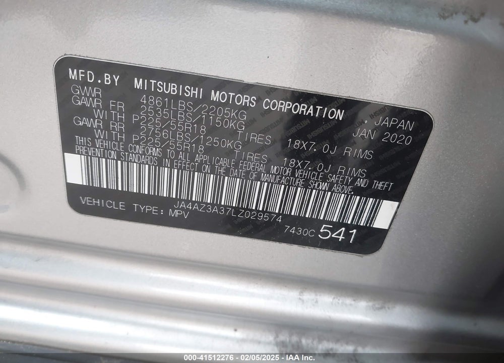 2020 MITSUBISHI OUTLANDER VIN: JA4AZ3A37LZ029574