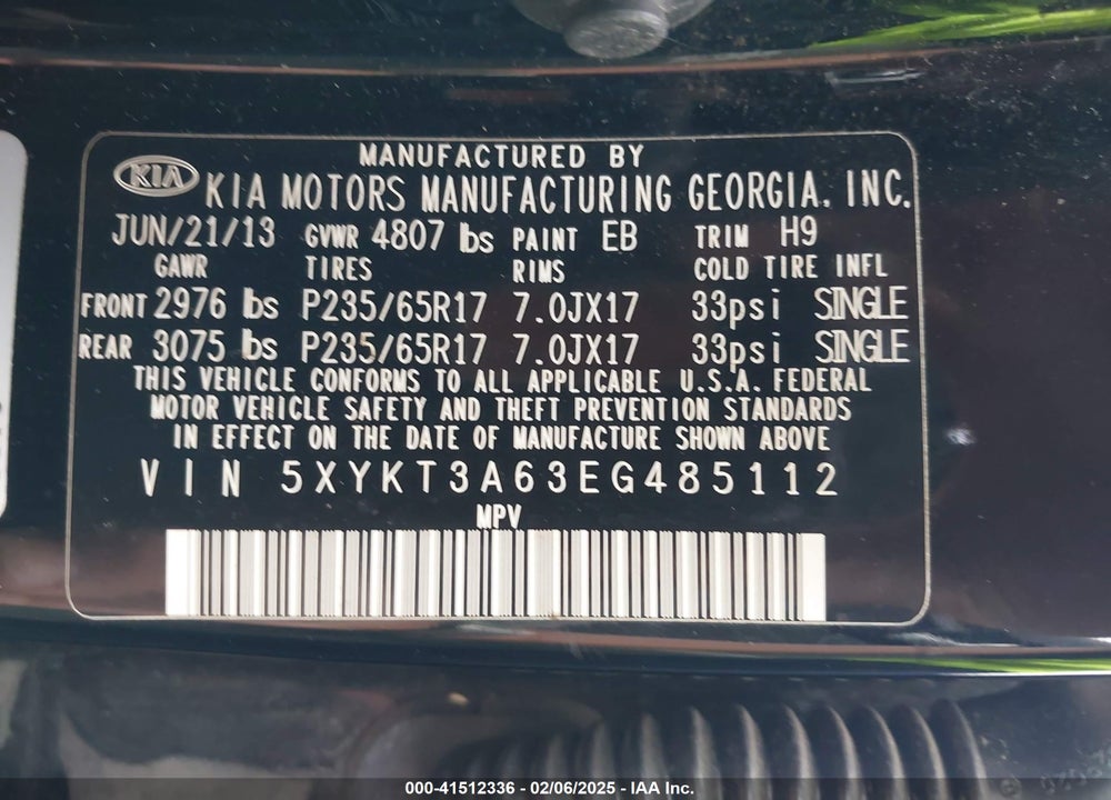 2014 KIA SORENTO LX VIN: 5XYKT3A63EG485112