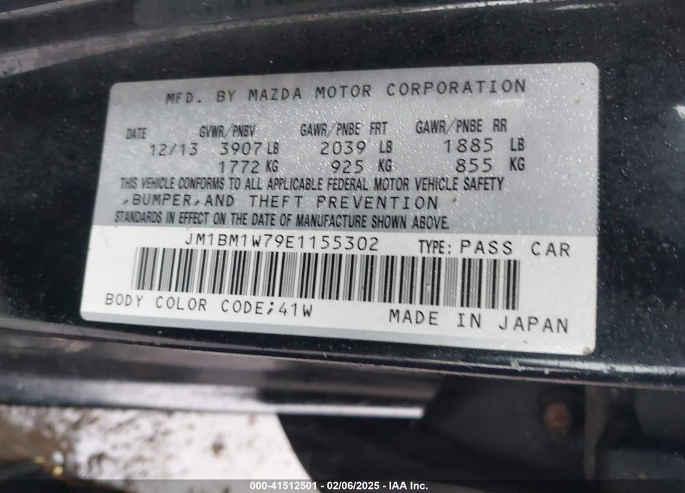 2014 MAZDA MAZDA3 VIN: JM1BM1W79E1155302