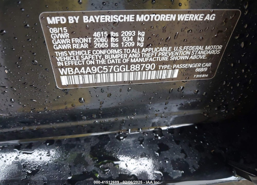 2016 BMW 428I GRAN COUPE VIN: WBA4A9C57GGL88790