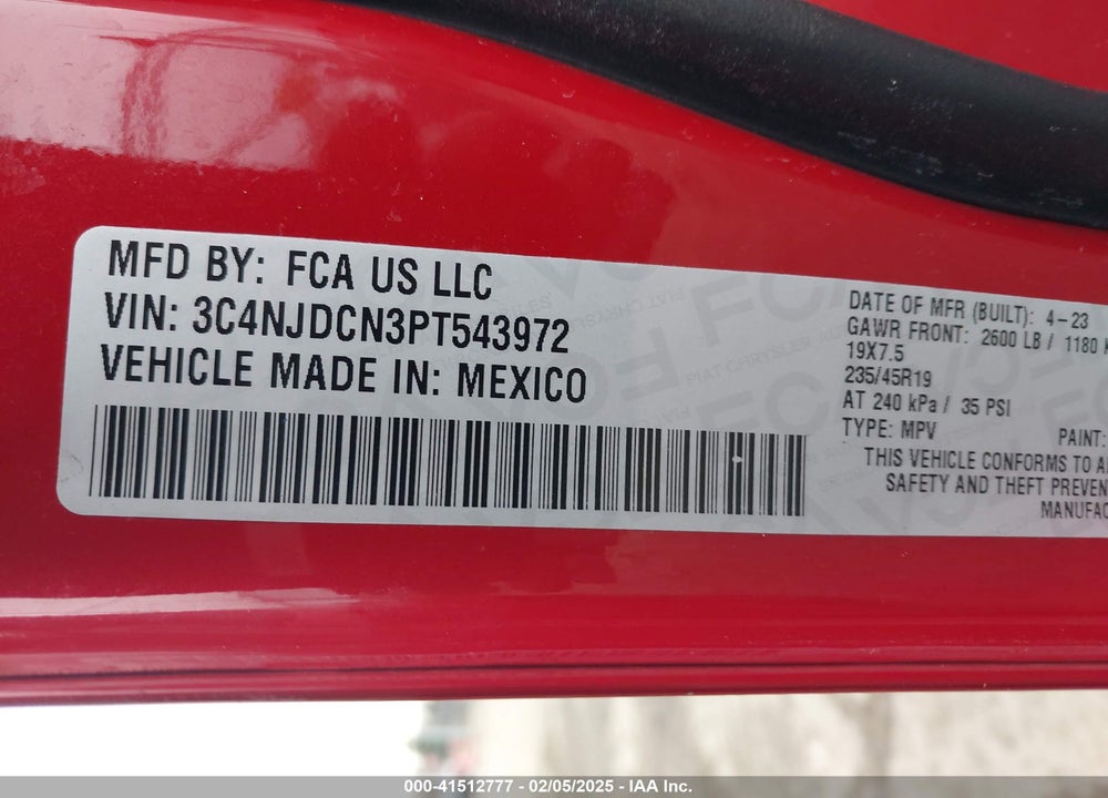 2023 JEEP COMPASS (RED) EDITION 4X4 VIN: 3C4NJDCN3PT543972