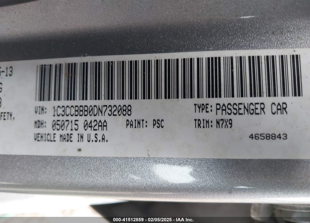 2013 CHRYSLER 200 VIN: 1C3CCBBB0DN732088