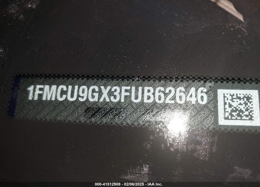 2015 FORD ESCAPE SE VIN: 1FMCU9GX3FUB62646