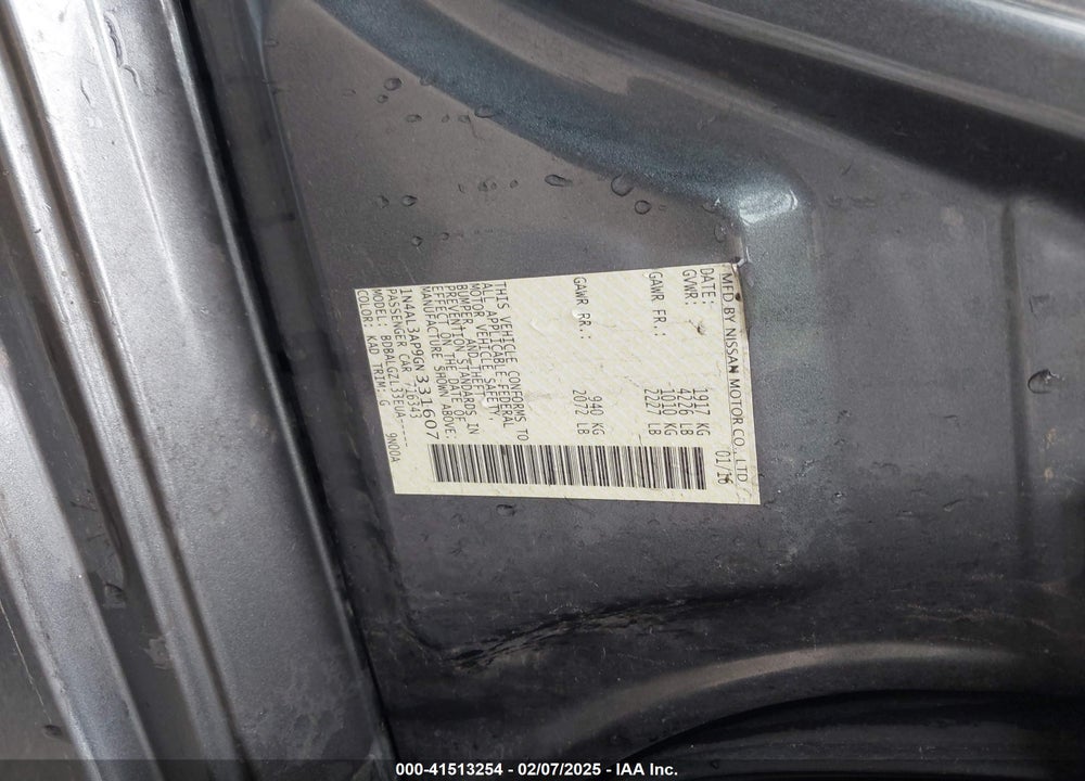 2016 NISSAN ALTIMA VIN: 1N4AL3AP9GN331607