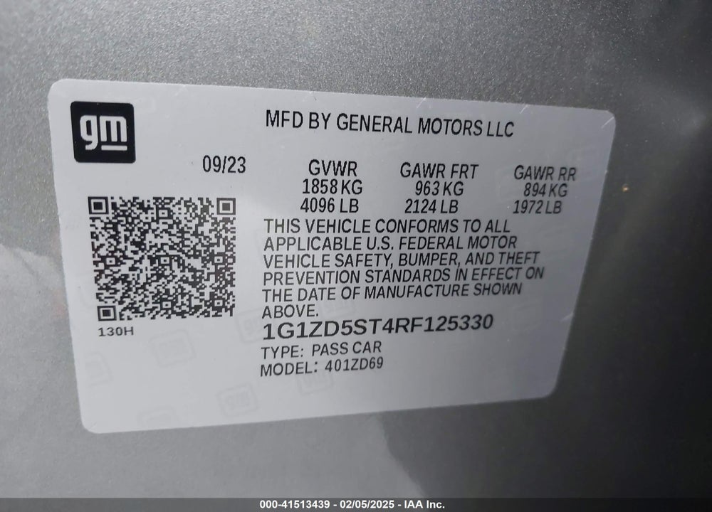 2024 CHEVROLET MALIBU VIN: 1G1ZD5ST4RF125330