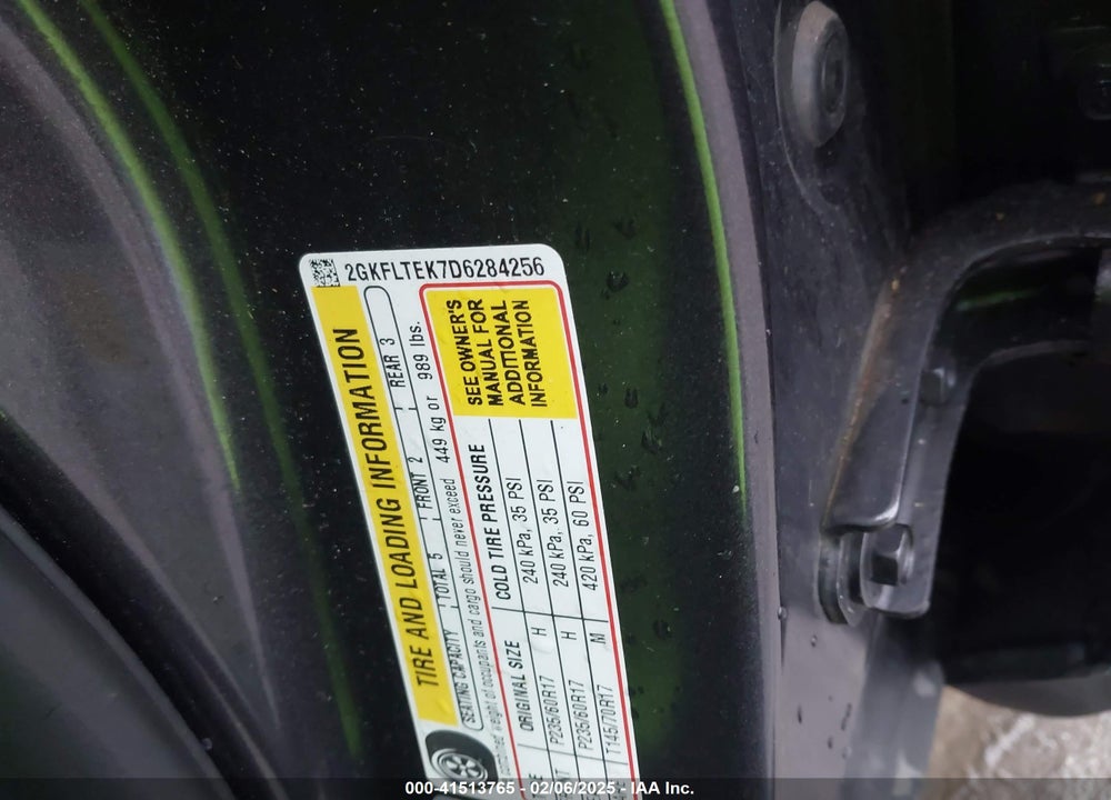 2013 GMC TERRAIN SLE-2 VIN: 2GKFLTEK7D6284256