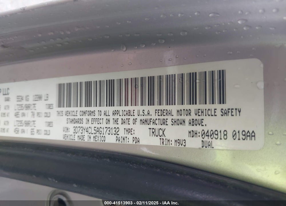 2010 DODGE RAM 3500 SLT VIN: 3D73Y4CL5AG173132