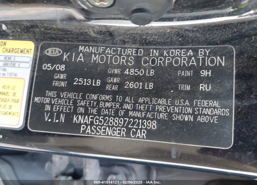 2009 KIA RONDO VIN: KNAFG528897221398