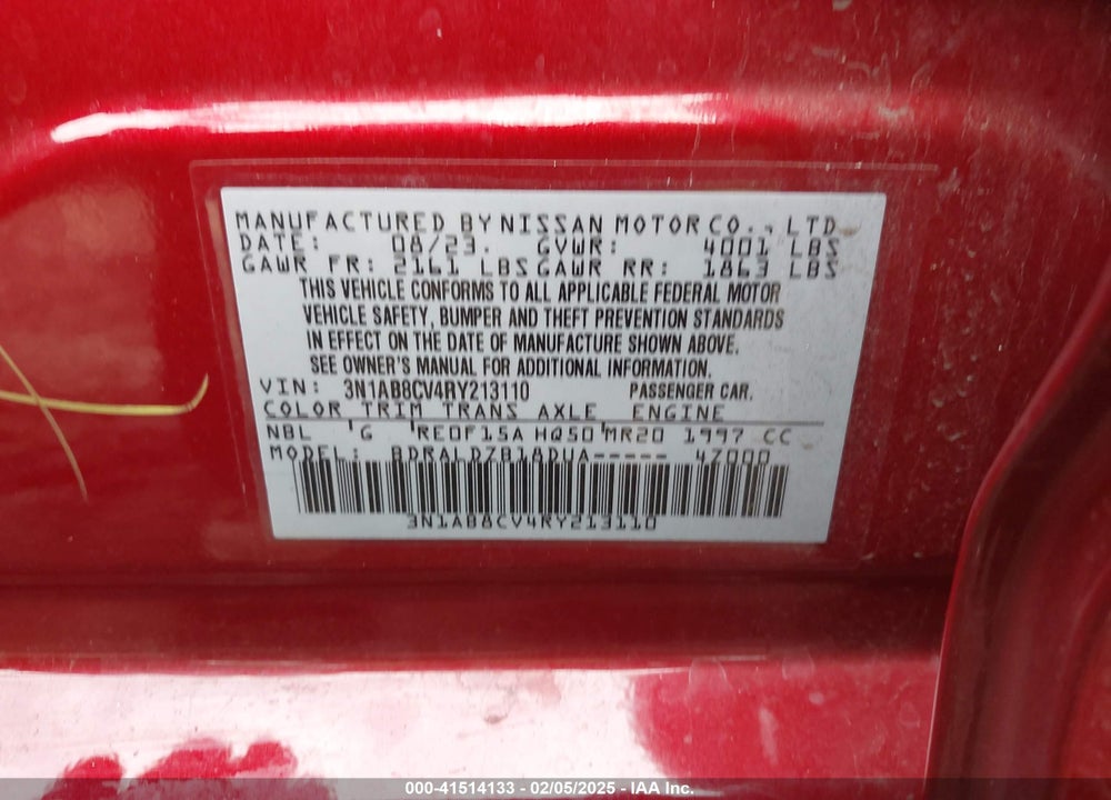 2024 NISSAN SENTRA VIN: 3N1AB8CV4RY213110