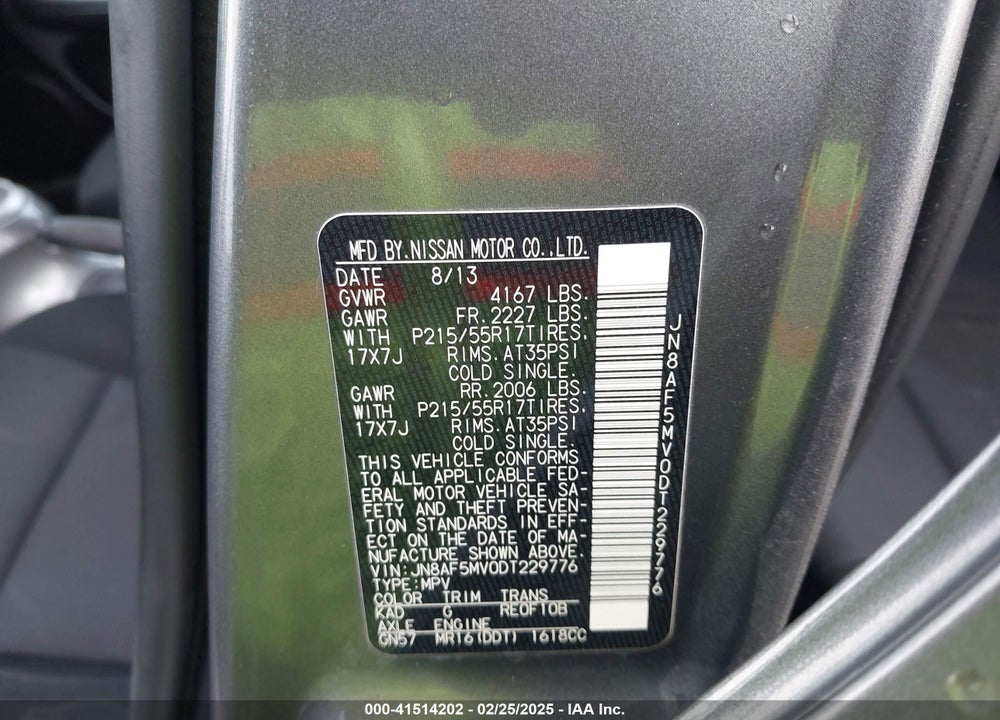 2013 NISSAN JUKE S VIN: JN8AF5MV0DT229776