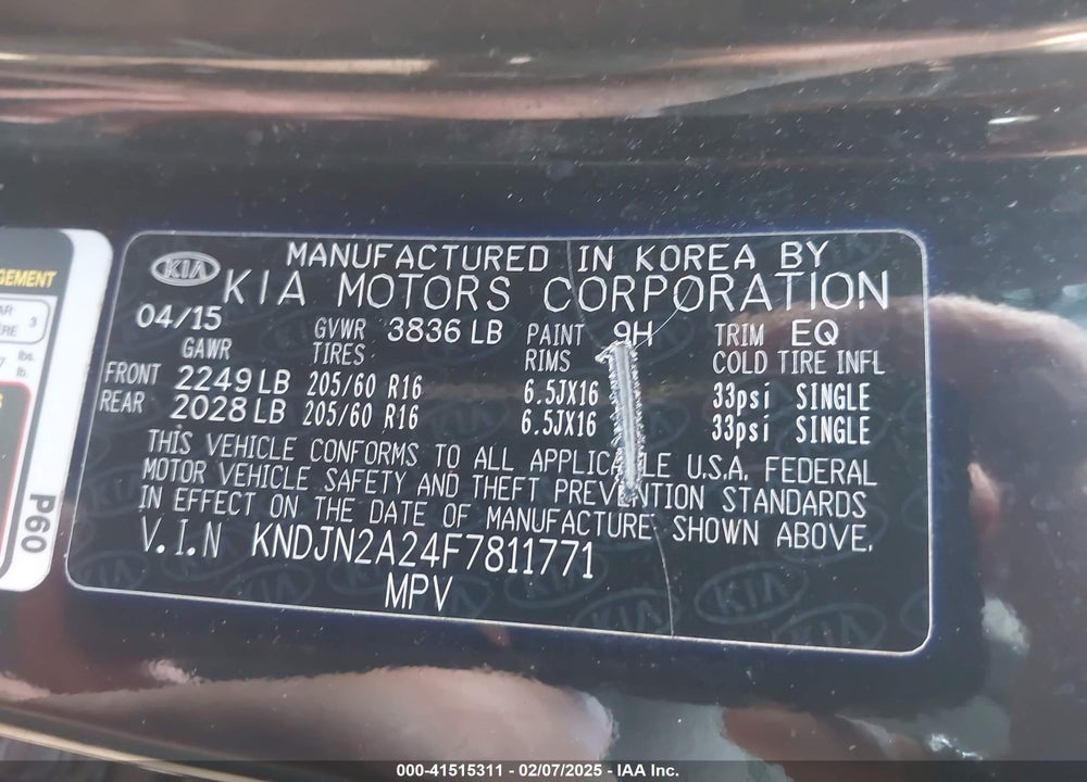 2015 KIA SOUL VIN: KNDJN2A24F7811771