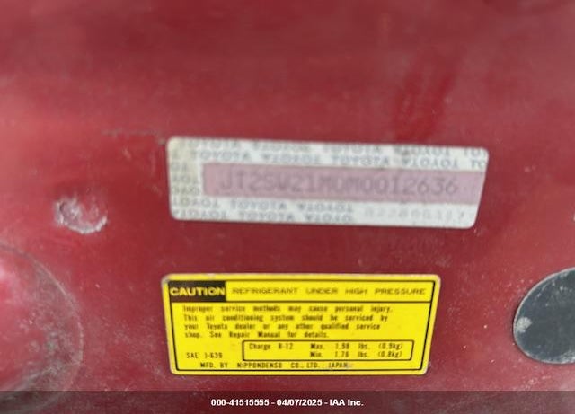 1991 TOYOTA MR2 VIN: JT2SW21M7M0003187