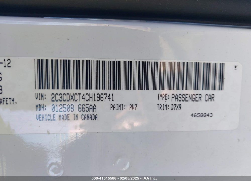2012 DODGE CHARGER VIN: 2C3CDXCT4CH196741