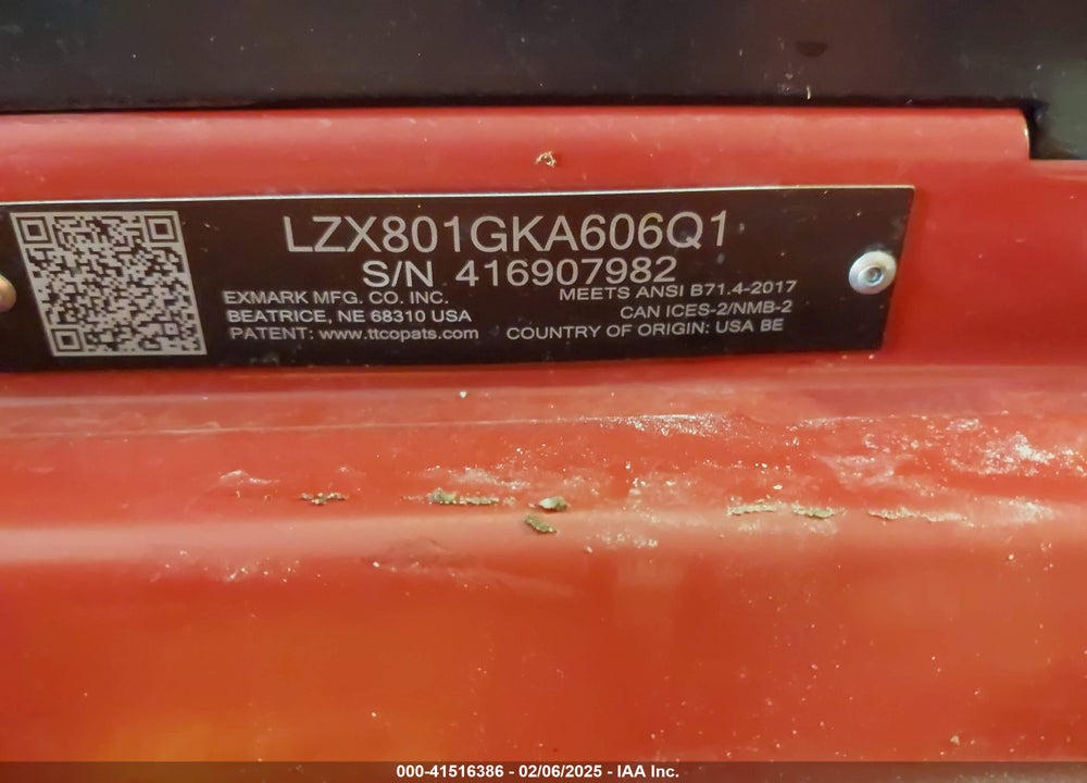 2024 EXMARK OTHER VIN: LZX801GKA606Q1