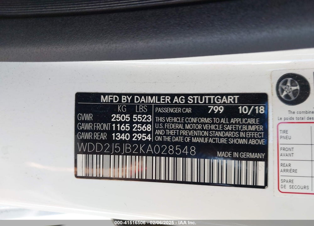 2019 MERCEDES-BENZ CLS 450 VIN: WDD2J5JB2KA028548