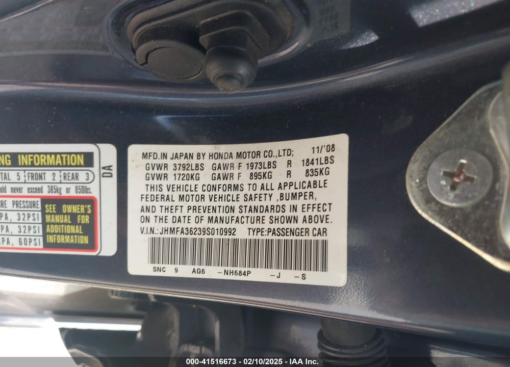 2009 HONDA CIVIC HYBRID VIN: JHMFA36239S010992