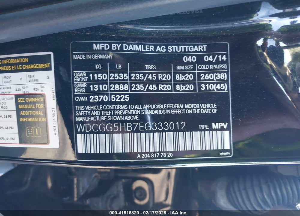 2014 MERCEDES-BENZ GLK 350 VIN: WDCGG5HB7EG333012