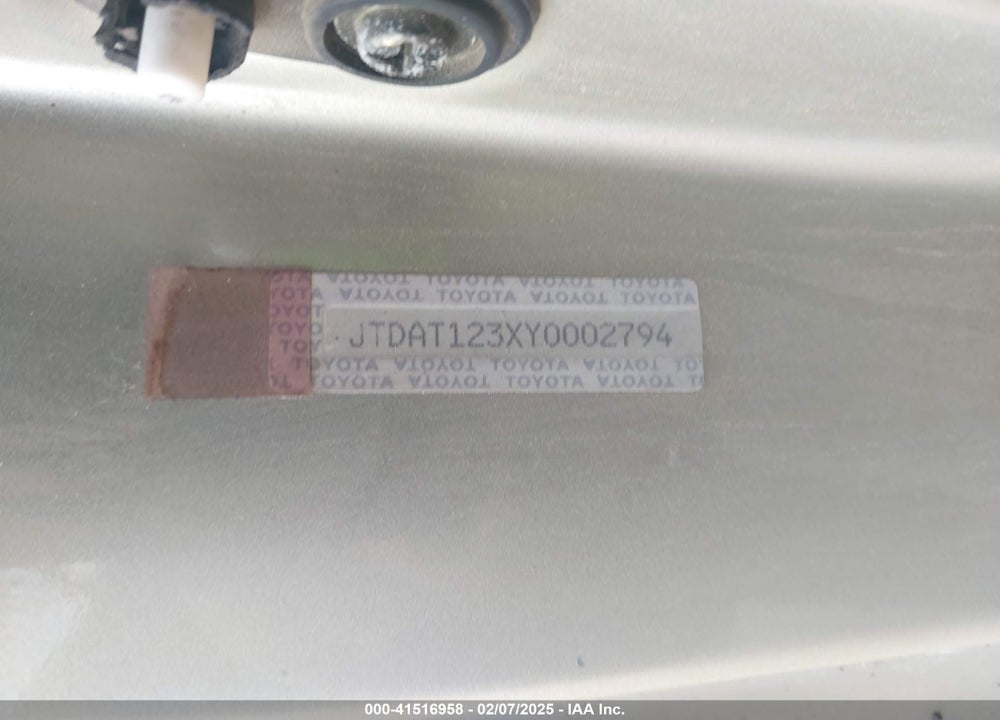 2000 TOYOTA ECHO VIN: JTDAT123XY0002794