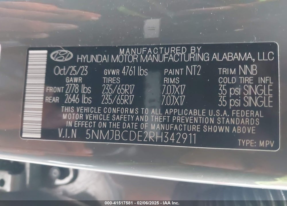 2024 HYUNDAI TUCSON SEL VIN: 5NMJBCDE2RH342911