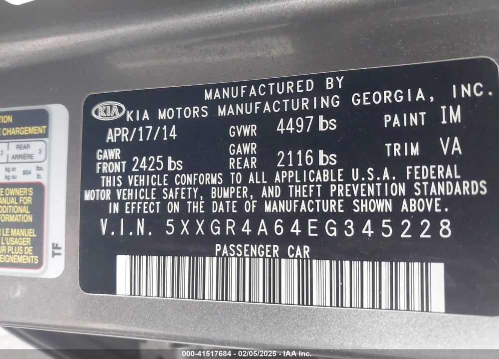2014 KIA OPTIMA SX TURBO VIN: 5XXGR4A64EG345228