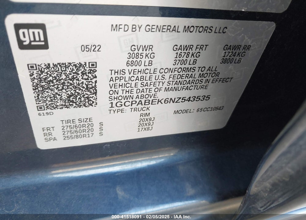 2022 CHEVROLET SILVERADO 1500 2WD SHORT BED CUSTOM VIN: 1GCPABEK6NZ543535