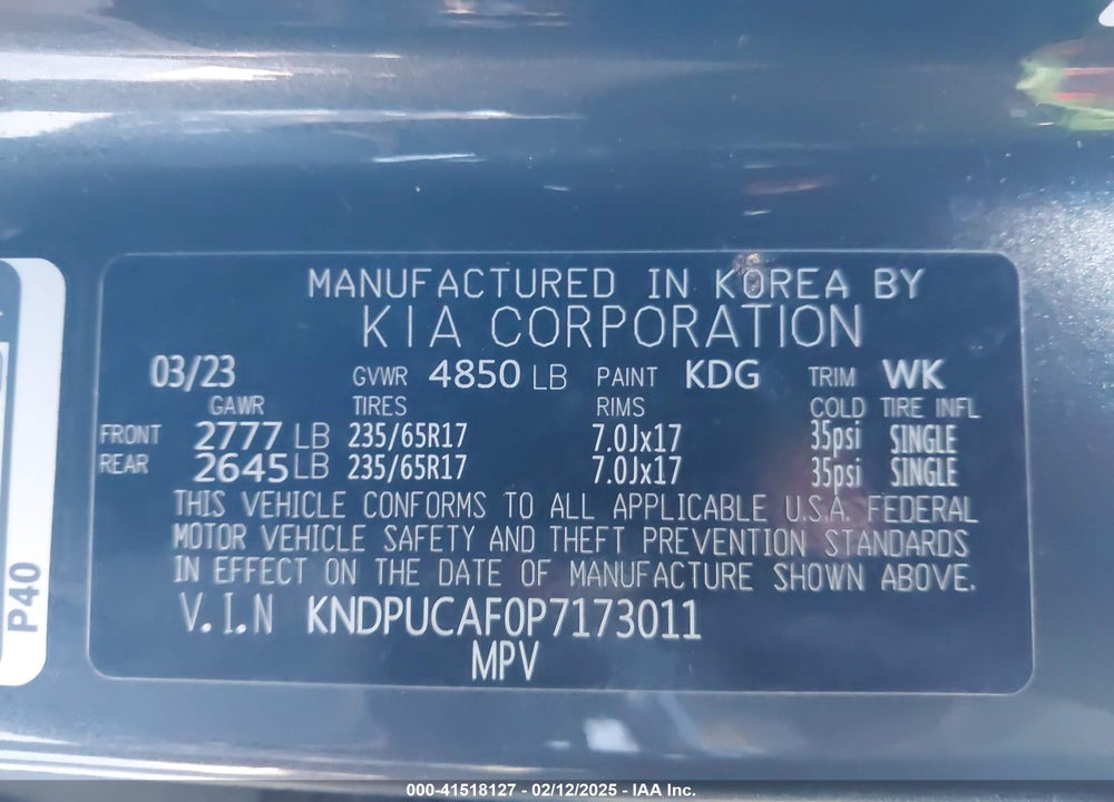 2023 KIA SPORTAGE LX VIN: KNDPUCAF0P7173011