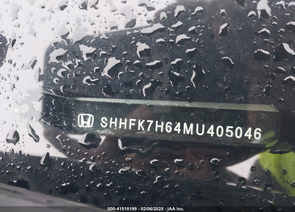 2021 HONDA CIVIC EX VIN: SHHFK7H64MU405046