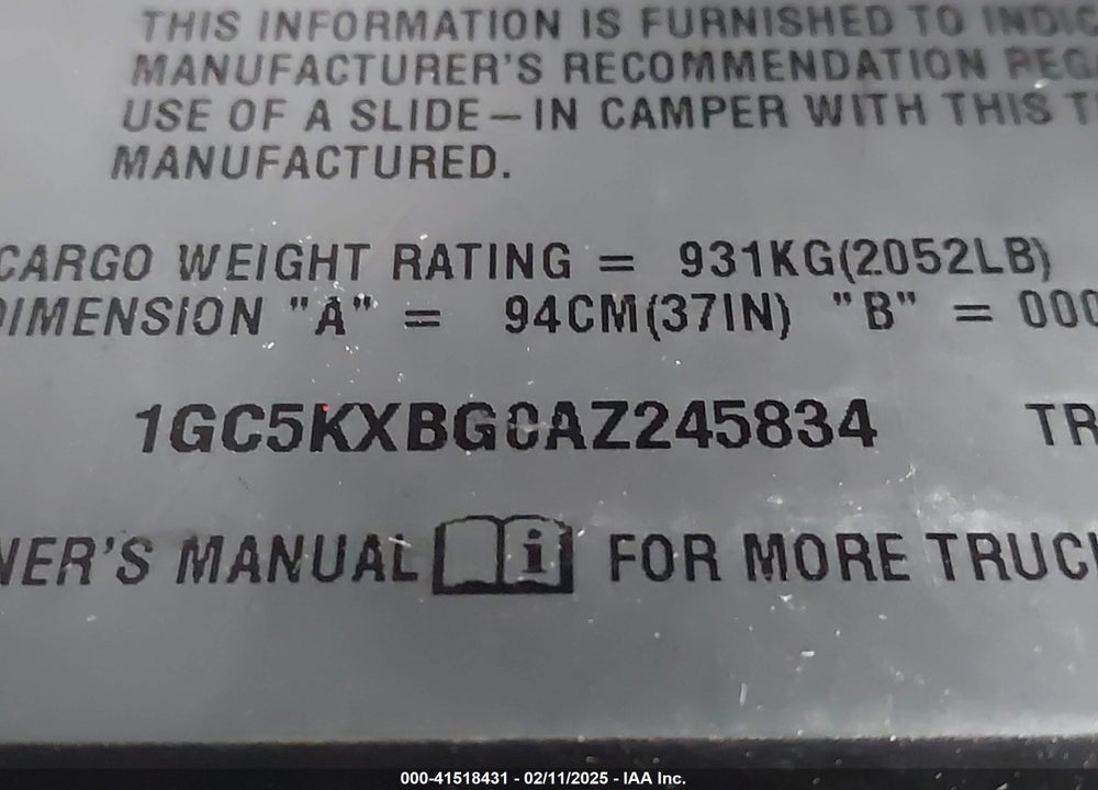 2010 CHEVROLET SILVERADO 2500HD VIN: 1GC5KXBG0AZ245834