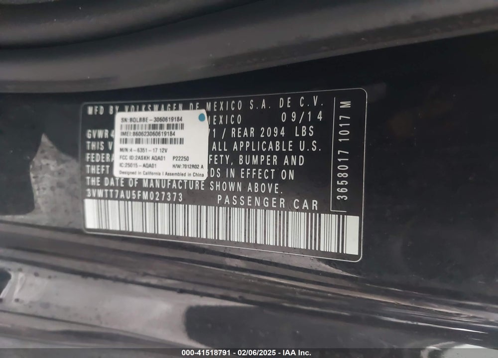 2015 VOLKSWAGEN GOLF GTI VIN: 3VWTT7AU5FM027373