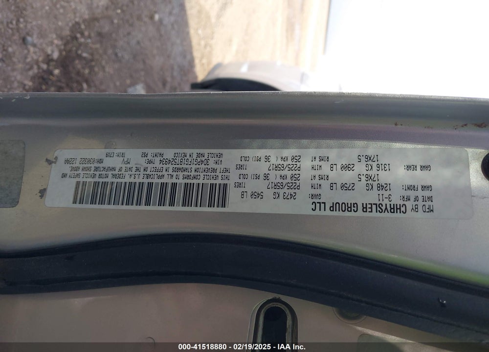 2011 DODGE JOURNEY MAINSTREET VIN: 3D4PG1FG1BT524934