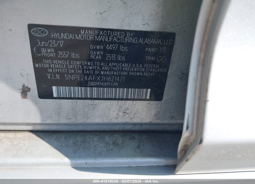 2018 HYUNDAI SONATA VIN: 5NPE24AFXJH621471