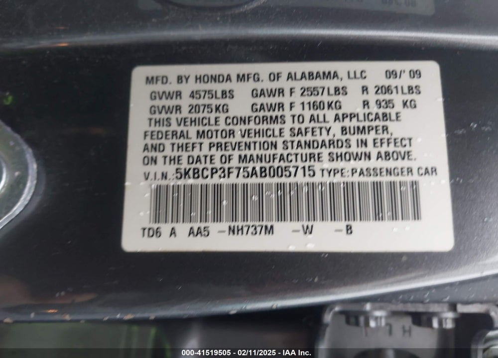 2010 HONDA ACCORD 3.5 EX VIN: 5KBCP3F75AB005715