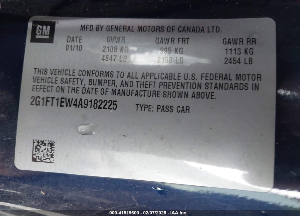 2010 CHEVROLET CAMARO 2SS VIN: 2G1FT1EW4A9182225
