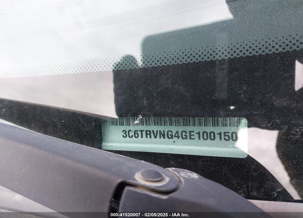 2016 RAM PROMASTER 1500 LOW ROOF VIN: 3C6TRVNG4GE100150