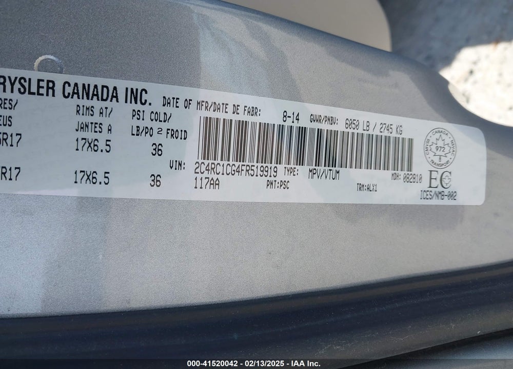 2015 CHRYSLER TOWN & COUNTRY TOURING-L VIN: 2C4RC1CG4FR519919