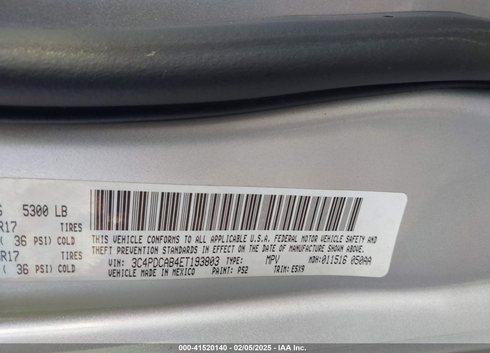 2014 DODGE JOURNEY AMERICAN VALUE PKG VIN: 3C4PDCAB4ET193803