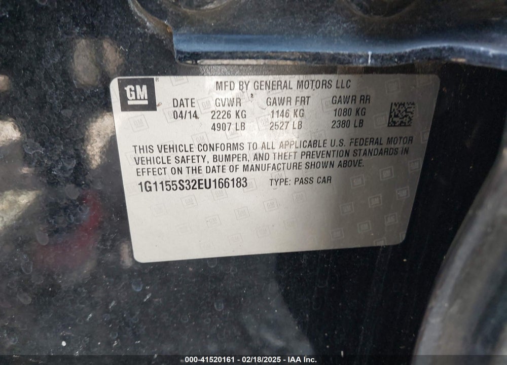 2014 CHEVROLET IMPALA VIN: 1G1155S32EU166183