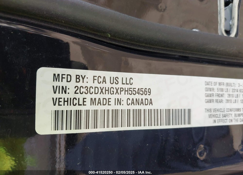2023 DODGE CHARGER GT VIN: 2C3CDXHGXPH554569